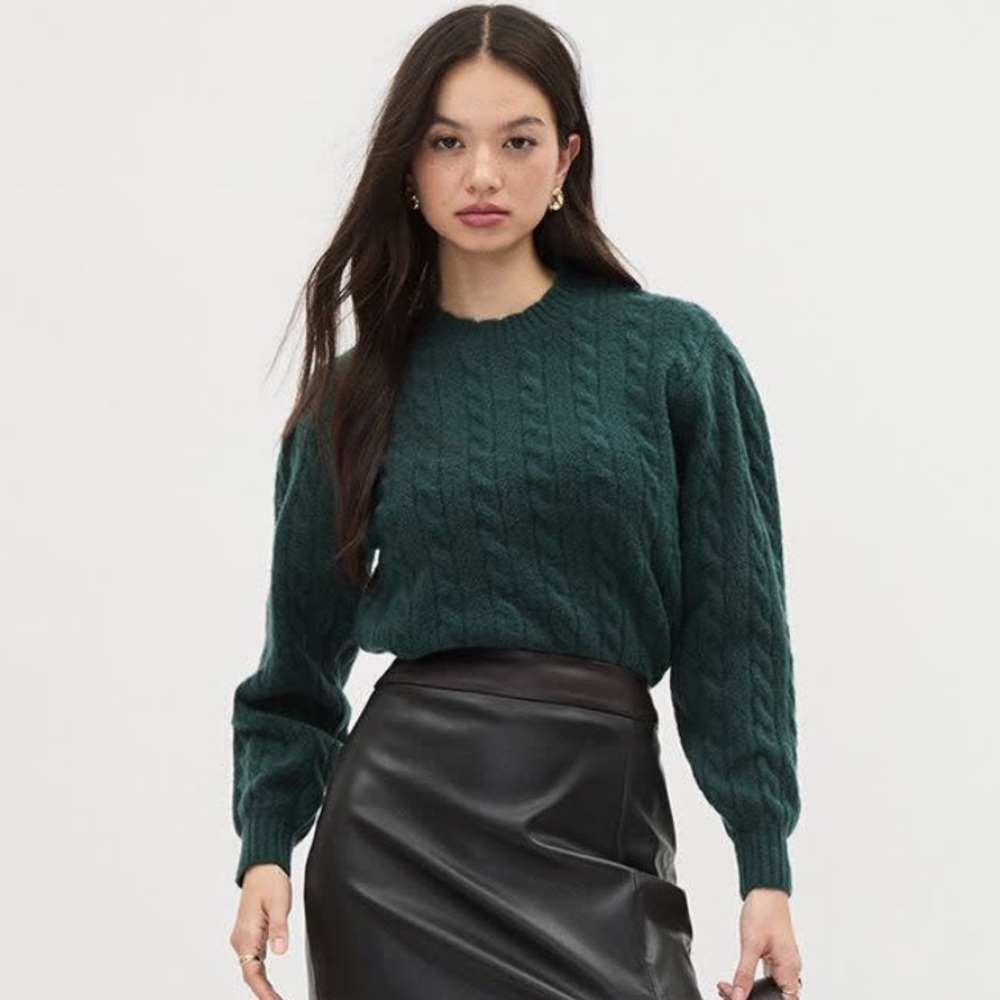 Long-Sleeve Scalloped Sweater